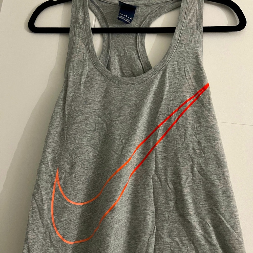 Nike Swoosh tank, size medium, grey with pink and red check